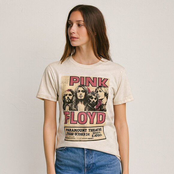 Pink Floyd Cream Paramount Theatre Graphic Band Tee Vintage Style T-Shirt S - Picture 1 of 3